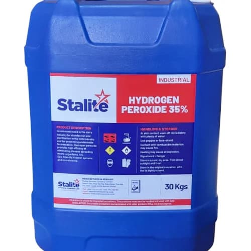 Hydrogen peroxides clear industrial liquid for water treatment, textile bleaching, disinfectant production, and industrial cleaning supplied by System Star Industrial in East Africa