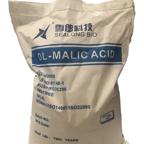 Malic acid white crystalline powder used in food processing, beverages, cosmetics, pharmaceuticals, and industrial applications supplied by System Star Industrial in East Africa