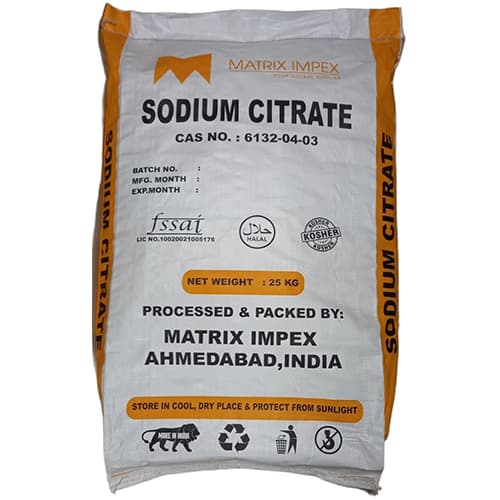 Sodium citrate white crystalline powder for food processing, pharmaceuticals, detergents, and industrial applications supplied by System Star Industrial in East Africa
